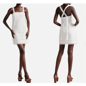 Ted Baker Eleynor White Grossgrain Wrap Detal Mini Shift Dress Size TB 2 US 4-6